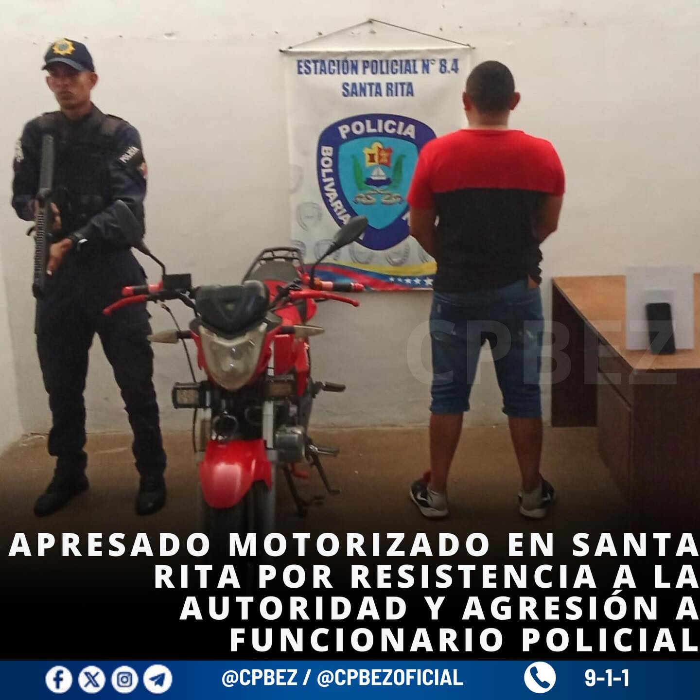 Detenido motorizado en Santa Rita por resistencia a la autoridad y agresión a funcionarios del Cpbez